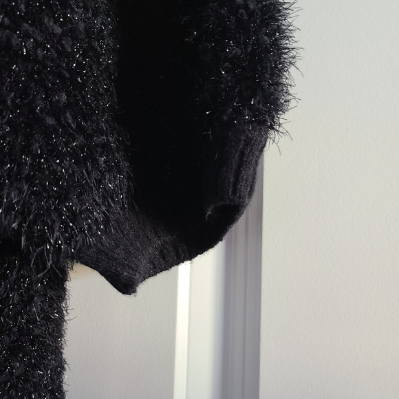 Black Fuzzy Women's Glitter Detail Sweater (Pieces) - Picture 5 of 8